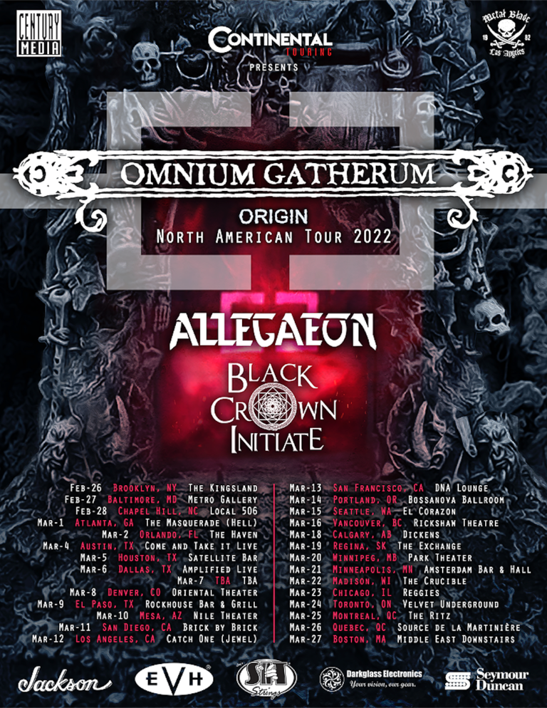 OMNIUM GATHERUM North American 2022 tour dates with ALLEGAEON & BLACK CROWN INITIATE