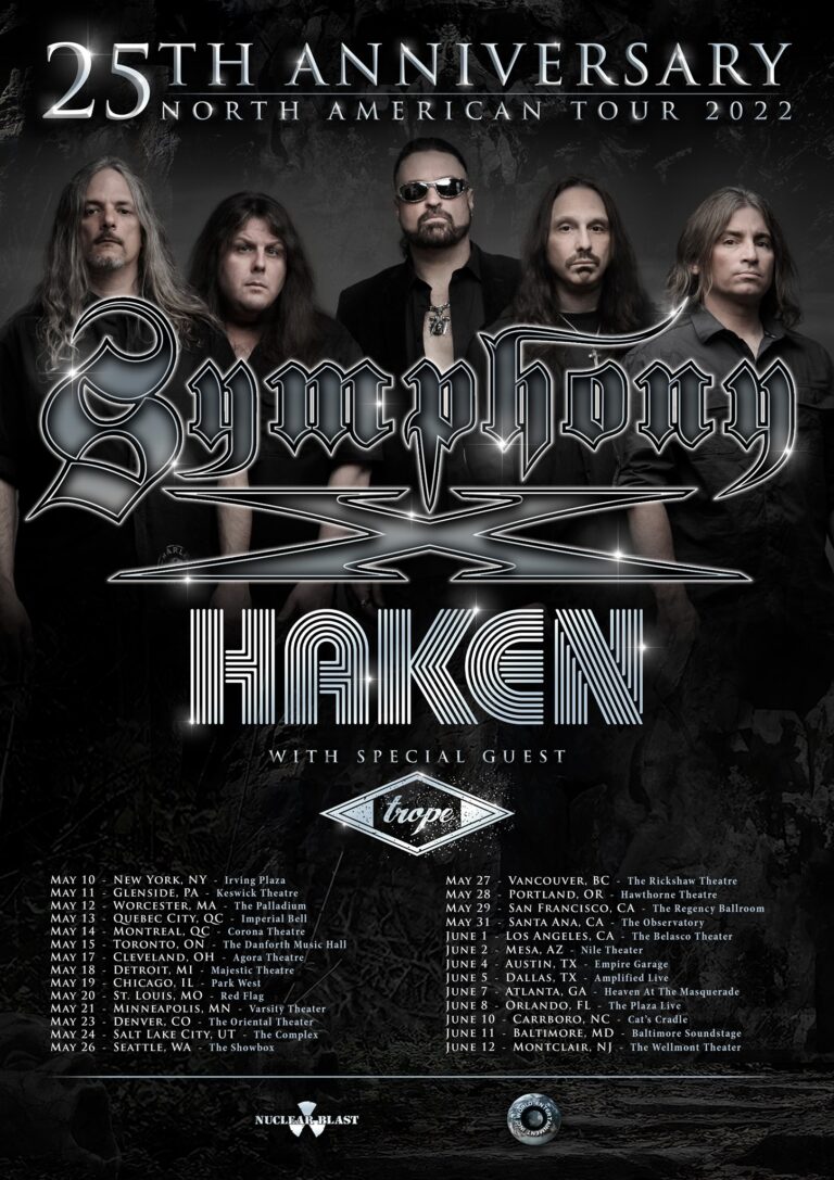 SYMPHONY X will tour with HAKEN in 2022