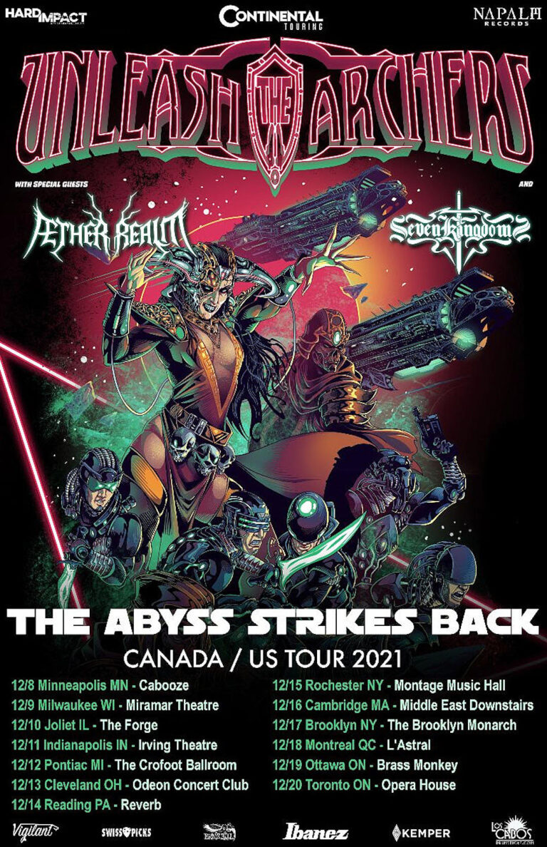 UNLEASH THE ARCHERS Announce Late 2021 Tour With AETHER REALM and SEVEN KINGDOMS
