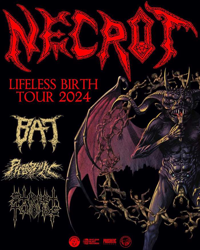 Necrot announce massive North American headlining tour with Street Tombs, Bat, and Phobophilic