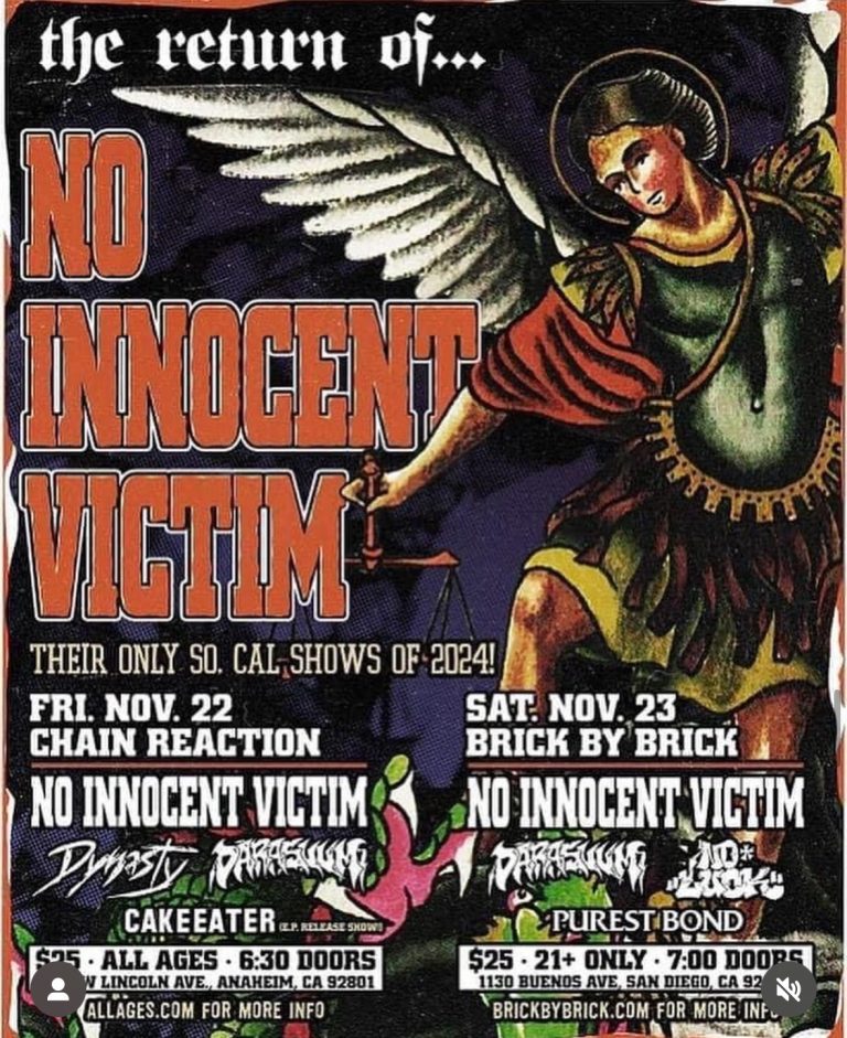 No Innocent Victim announce pair of California shows in November