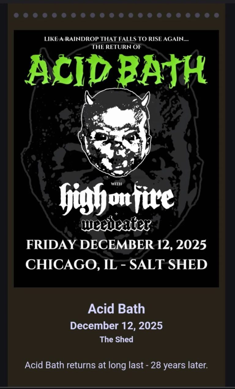 Acid Bath announce December show in Chicago with High on Fire and Weedeater