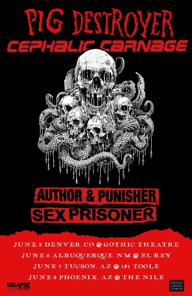 PIG DESTROYER Announces Shows With CEPHALIC CARNAGE, AUTHOR & PUNISHER, And SEX PRISONER