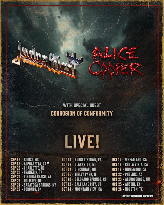 JUDAS PRIEST, ALICE COOPER, CORROSION OF CONFORMITY Announce Summer/Fall 2025 North American Tour