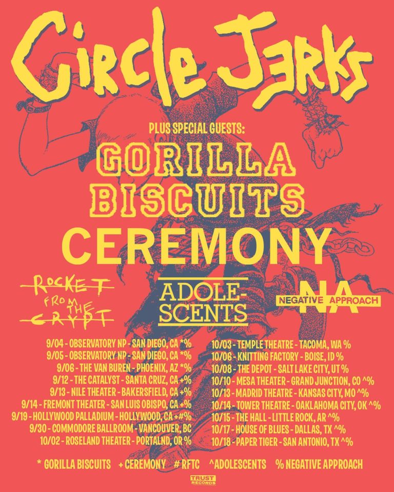 Circle Jerks announce North American tour with Gorilla Biscuits, Ceremony, Negative Approach