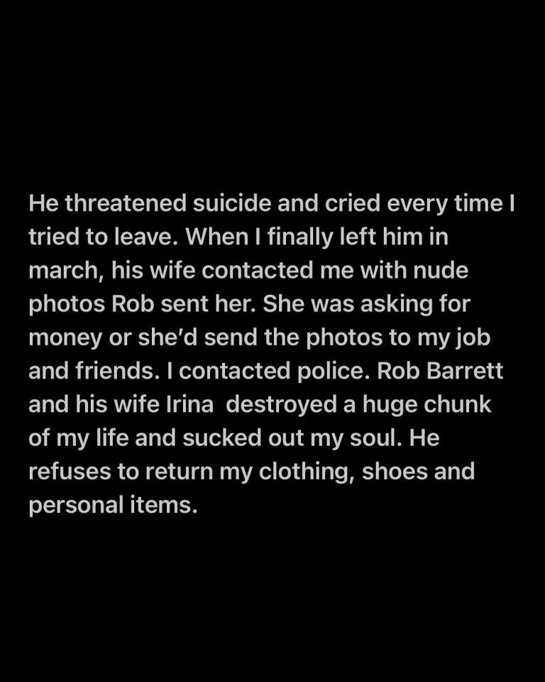 Update: Rob Barrett Allegations Further Challenged As Ex-Wife Takes Legal Action