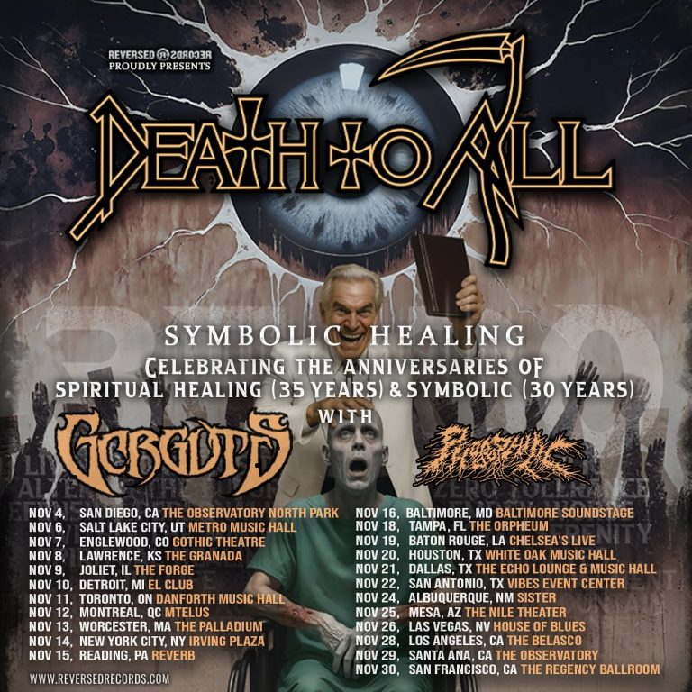 Death To All announce “The Symbolic Healing Tour” with Gorguts and Phobophilic