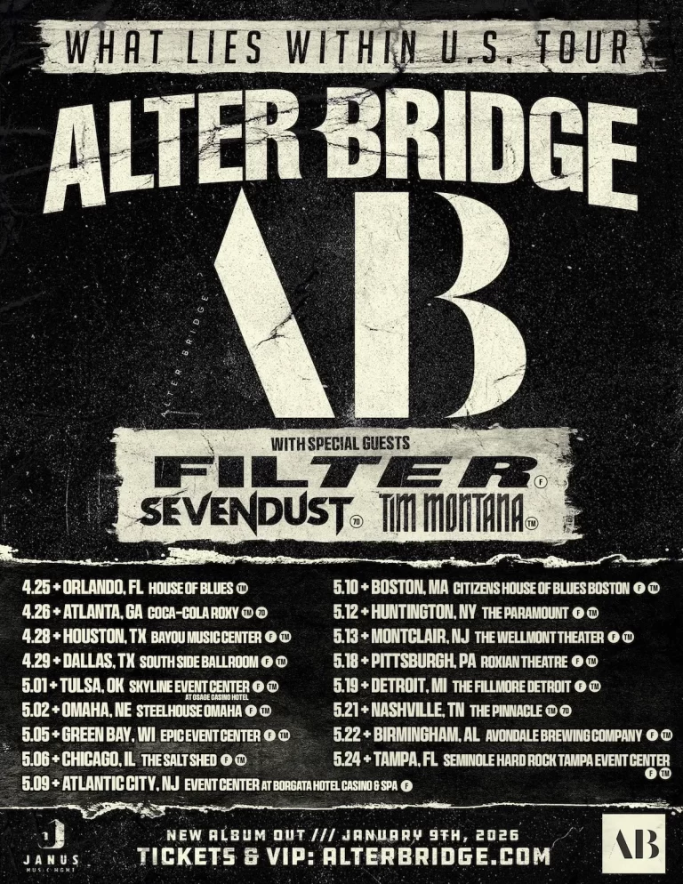 Alter Bridge Announce 2026 US Tour with Filter