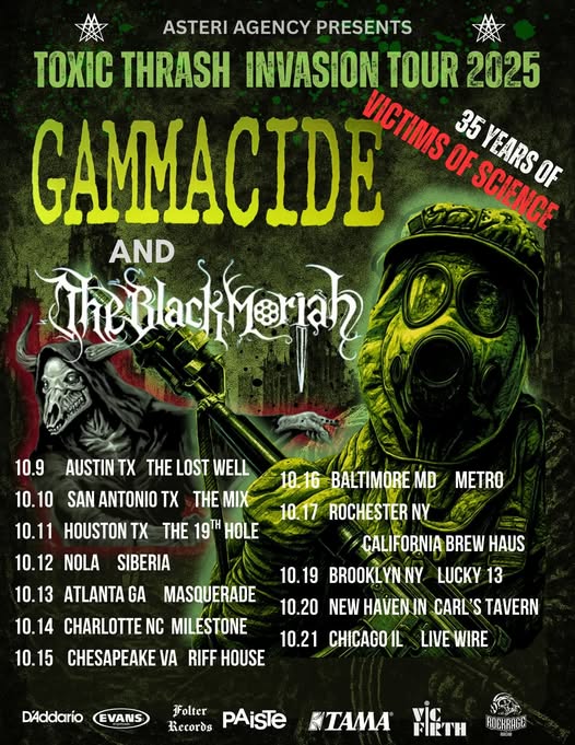 Toxic Thrash Invasion Tour 2025 announced featuring GAMMACIDE and THE BLACK MORIAH