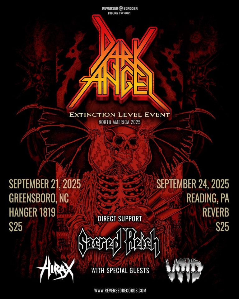 DARK ANGEL, SACRED REICH, HIRAX, VOID changed NC and PA venues on tour