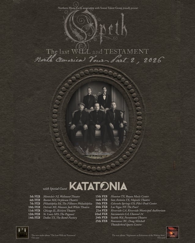 OPETH Announces February 2026 North American Tour With KATATONIA