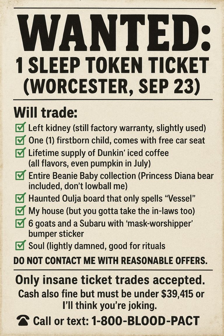 Massachusetts Sleep Token Fans Selling Organs, Firstborns, and Souls to Afford Tour Tickets