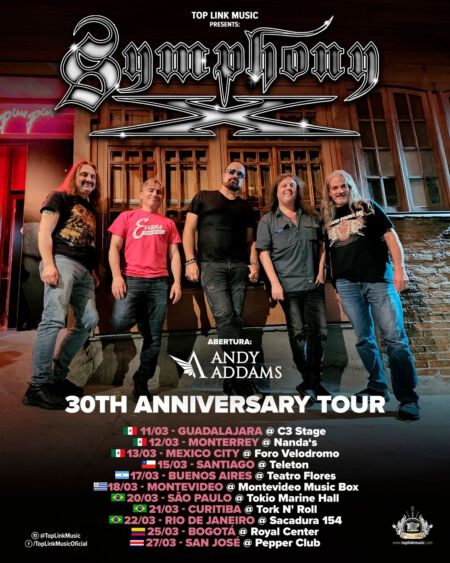 SYMPHONY X Announce New Dates For 30th Anniversary Latin American Tour; ANDY ADDAMS To Support