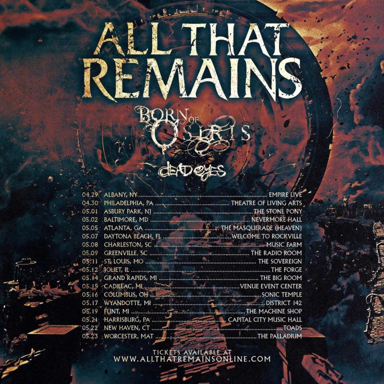 ALL THAT REMAINS Announce Spring 2026 U.S. Tour With BORN OF OSIRIS & DEAD EYES