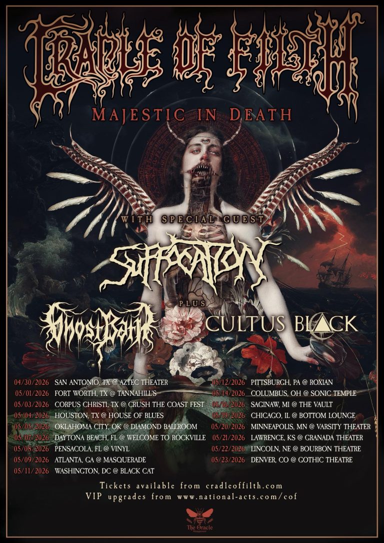 Cradle of Filth Announce Spring 2026 U.S. Tour With Suffocation, Ghost Bath & Cultus Black
