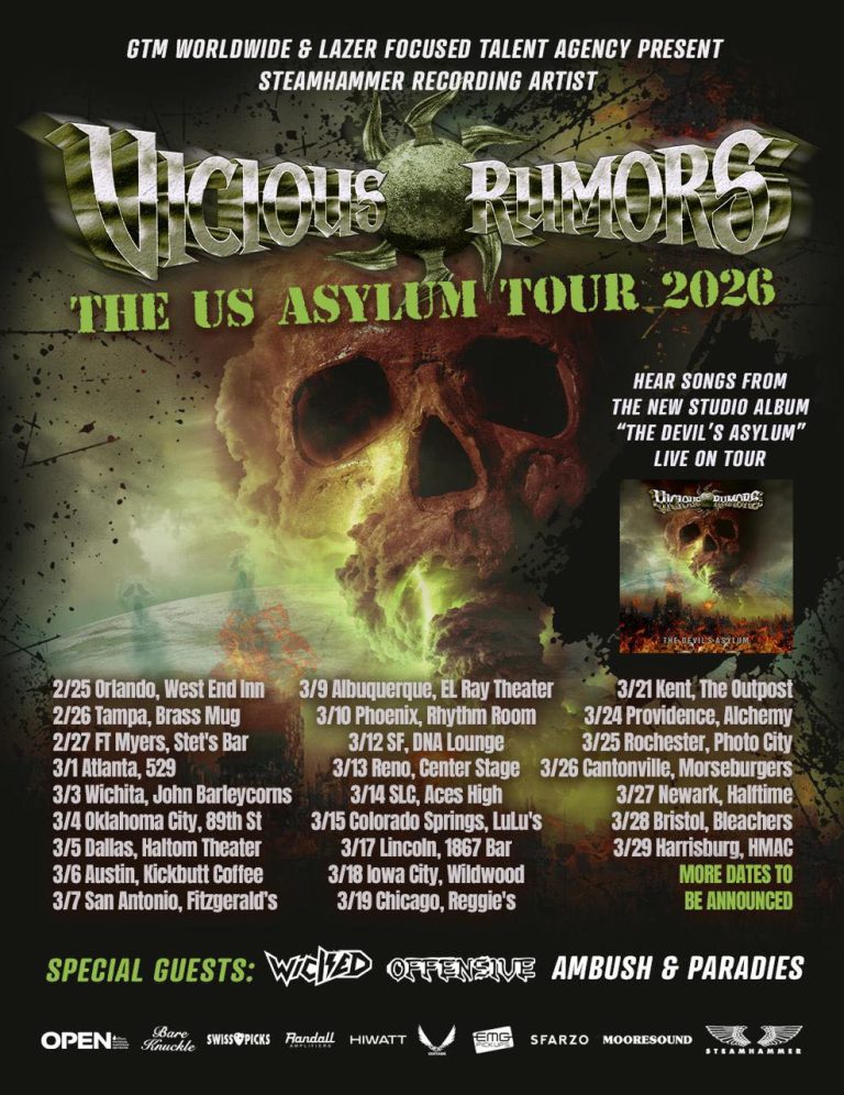 VICIOUS RUMORS Announce Rescheduled 2026 U.S. Dates For “The Us Asylum Tour”