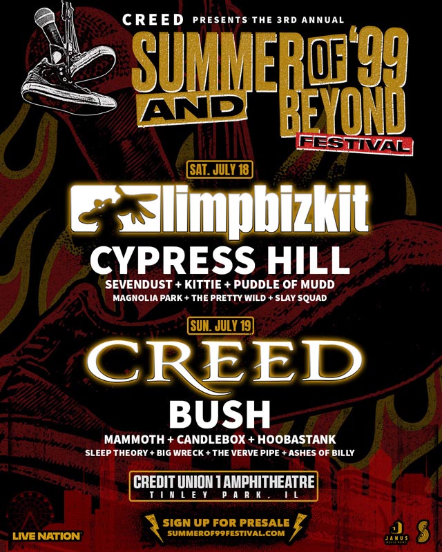 Creed and Limp Bizkit to co-headline 2026 Summer of ’99 and Beyond Festival
