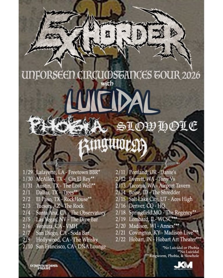 EXHORDER Announce “Unforeseen Circumstances” North American Tour 2026