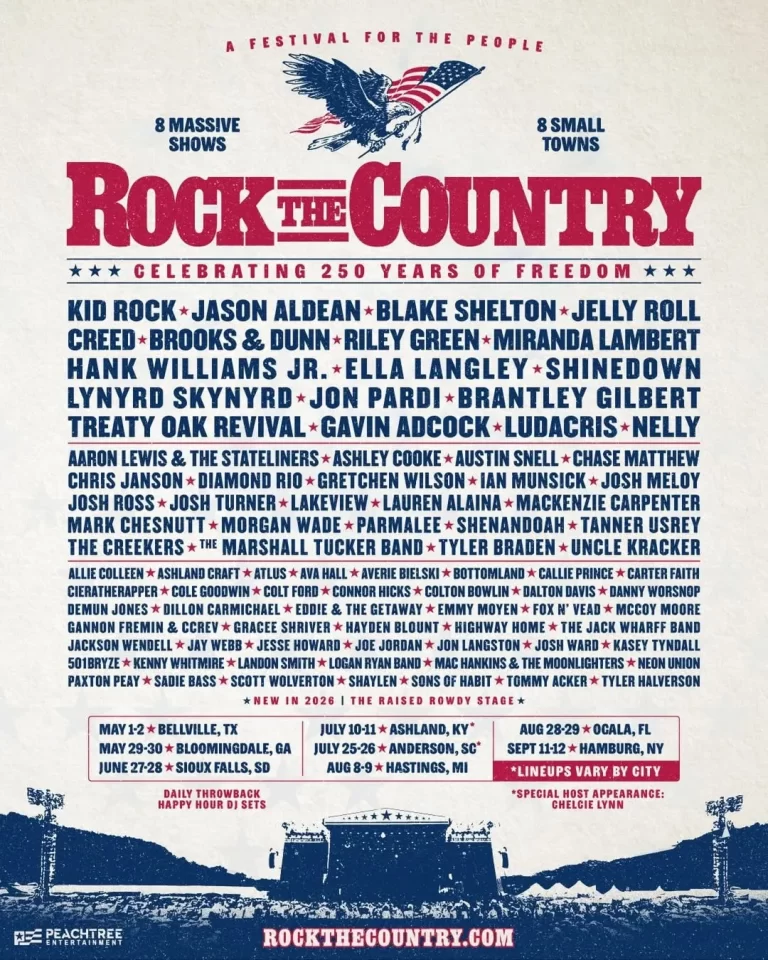 2026 ROCK THE COUNTRY Festival Announces Multi-City Tour With KID ROCK, CREED, JELLY ROLL, and More