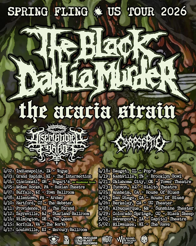 THE BLACK DAHLIA MURDER Announce Massive “Spring Fling 2026” U.S. Tour With THE ACACIA STRAIN, DISEMBODIED TYRANT and CORPSE PILE