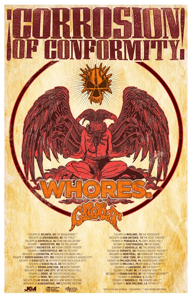 CORROSION OF CONFORMITY Announce Spring 2026 North American Headlining Tour With WHORES And CROBOT