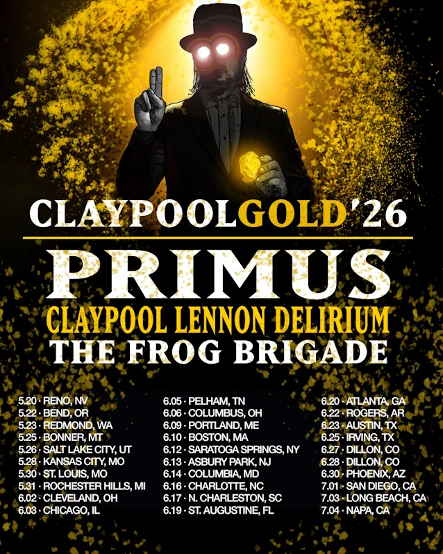 Les Claypool Announces “Claypool Gold” 2026 Tour Featuring PRIMUS, THE CLAYPOOL LENNON DELIRIUM And FROG BRIGADE