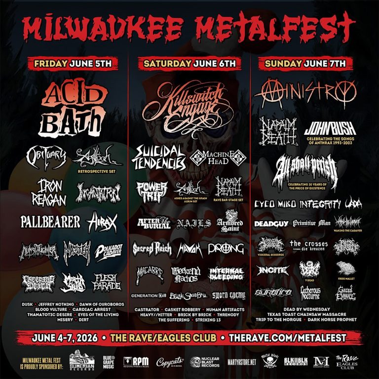 MACHINE HEAD, NAPALM DEATH, CREEPING DEATH, HEAVY//HITTER & More Added to Final Milwaukee Metal Fest 2026 Lineup
