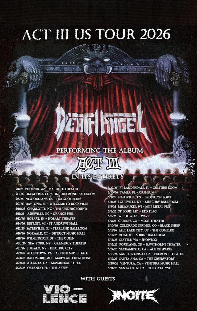 Death Angel Announces Spring 2026 Leg Of “Act III” U.S. Tour With Vio-Lence