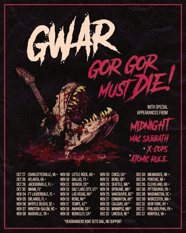 GWAR Announce 2026 North American Tour With MIDNIGHT, MAC SABBATH, X-COPS & More
