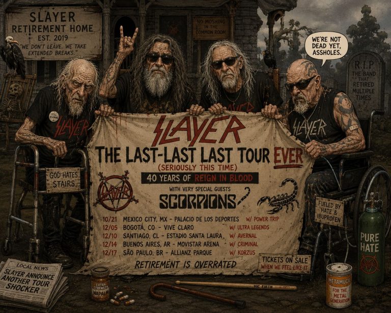 SLAYER Announce “The Last-Last LAST Tour Ever” With SCORPIONS, Confirm Retirement Remains an Ongoing Creative Process