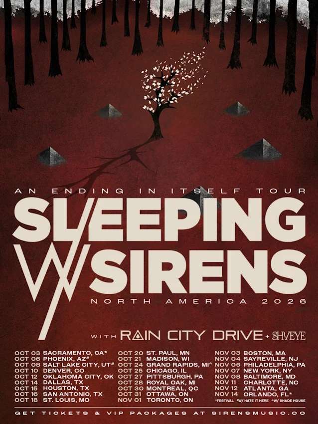 SLEEPING WITH SIRENS Announce Fall 2026 North American Tour With RAIN CITY DRIVE And SHYEYE