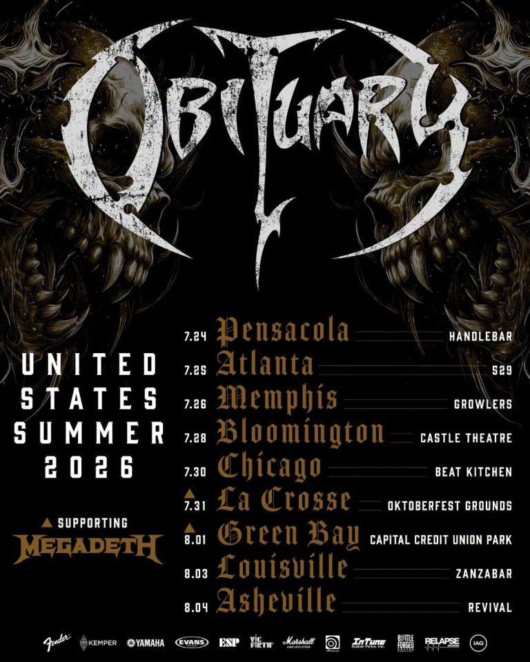 OBITUARY Announce Summer 2026 U.S. Headline Dates Around MEGADETH Shows
